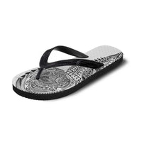Hawaiian Traditional Tattoos Flip Flops Kakau Tribal Tropical Plant Motif White Color