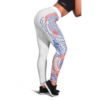 Hawaiian Traditional Tattoos Leggings Kakau Tribal Tropical Plant Motif Hawaii Flag Color Inspired LT03 - Polynesian Pride