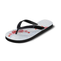 Hawaiian Tribal Tattoo and Hibiscus Flip Flops Polynesian Pattern Airy White Blue Cloud