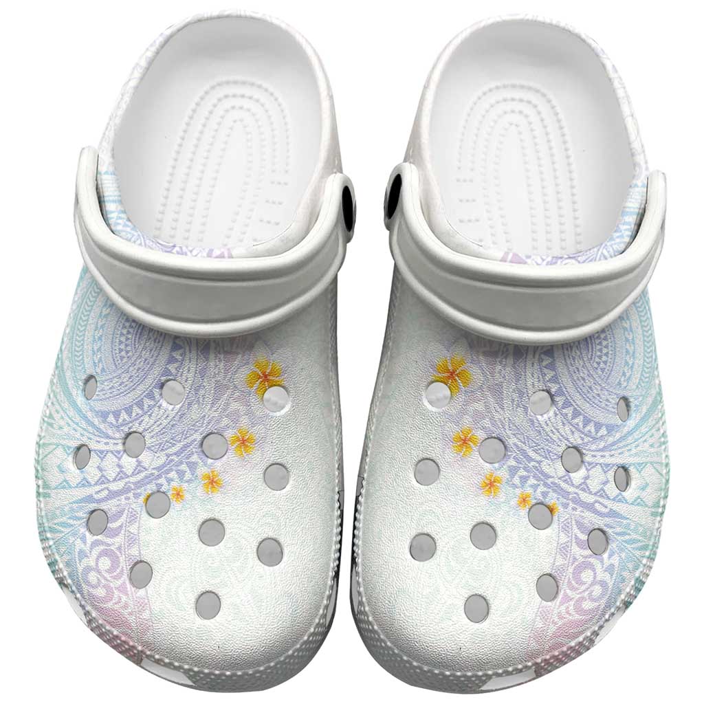 Hawaiian Tribal Tattoo and Plumeria Clogs Shoes Polynesian Pattern Sweet