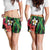 Hawaiian Tropical Flowers and Maile Pikake Shorts for Women Polynesian Tribal Pattern Black Color - Polynesian Pride