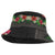 Hawaiian Tropical Flowers and Tribal Polynesian Tattoo Bucket Hat Black Color - Polynesian Pride