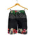 Hawaiian Tropical Flowers and Tribal Polynesian Tattoo Shorts for Men Black Color - Polynesian Pride