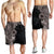 Hawaiian Tropical Plants and Chameleon Shorts for Men Polynesian Art Grayscale - Polynesian Pride