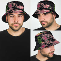 Hawaiian Tropical Plants Turtle and Shark Bucket Hat Polynesian Art Tattoo LT03
