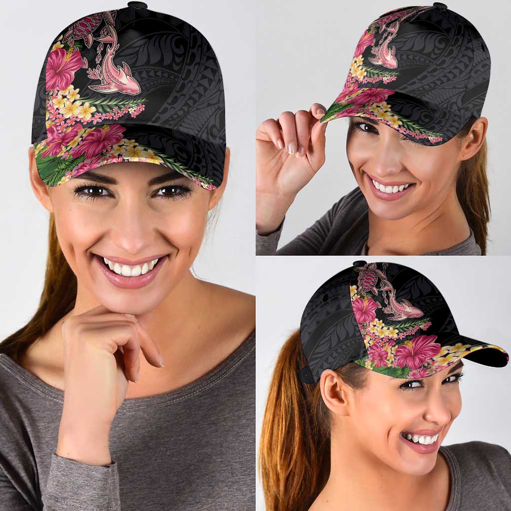 Hawaiian Tropical Plants Turtle and Shark Classic Cap Polynesian Art Tattoo LT03
