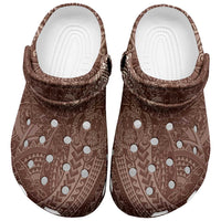 Hawaiian Turtles and Leis Clogs Shoes Tribal Kakau Pattern Mocha Mousse Color