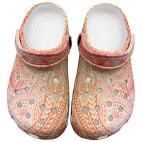 Hawaiian Turtles and Leis Clogs Shoes Tribal Kakau Pattern Peach Fuzz Color