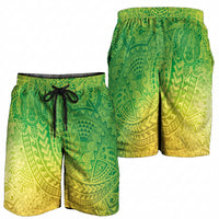 Hawaiian Turtles and Leis Shorts for Men Tribal Kakau Pattern Fresh Summer Vibe