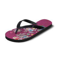 Hawaiian Turtles and Tropical Plants Flip Flops Pink Watercolor