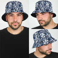 Hibiscus Bloom Island Tribal Waves Bucket Hat Blue Polynesian Pattern LT01 - Polynesian Pride