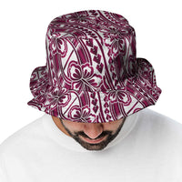 Hibiscus Bloom Island Tribal Waves Bucket Hat Pink Polynesian Pattern LT01 - Polynesian Pride
