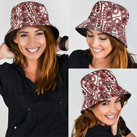 Hibiscus Bloom Island Tribal Waves Bucket Hat Red Polynesian Pattern LT01 - Polynesian Pride