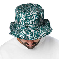 Hibiscus Bloom Island Tribal Waves Bucket Hat Teal Polynesian Pattern LT01 - Polynesian Pride