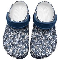 Hibiscus Bloom Island Tribal Waves Clogs Shoes Blue Polynesian Pattern LT01 Blue - Polynesian Pride