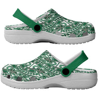 Hibiscus Bloom Island Tribal Waves Clogs Shoes Green Polynesian Pattern LT01 - Polynesian Pride