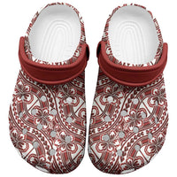 Hibiscus Bloom Island Tribal Waves Clogs Shoes Red Polynesian Pattern LT01 Red - Polynesian Pride
