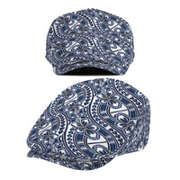 Hibiscus Bloom Island Tribal Waves Jeff Hat Blue Polynesian Pattern LT01 - Polynesian Pride