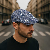 Hibiscus Bloom Island Tribal Waves Jeff Hat Blue Polynesian Pattern LT01 - Polynesian Pride