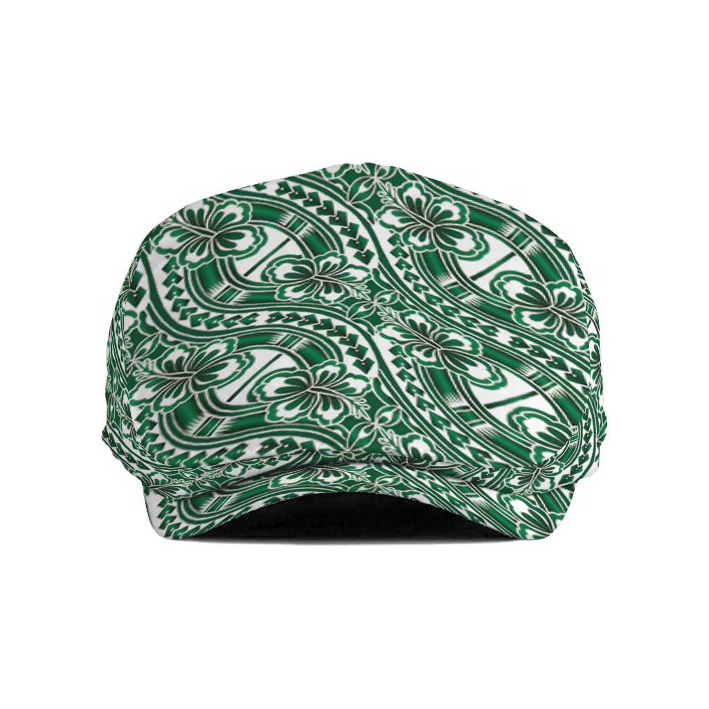 Hibiscus Bloom Island Tribal Waves Jeff Hat Green Polynesian Pattern LT01 Green - Polynesian Pride