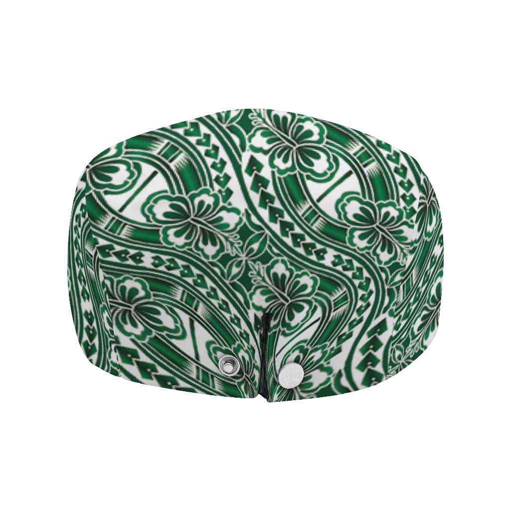 Hibiscus Bloom Island Tribal Waves Jeff Hat Green Polynesian Pattern LT01 - Polynesian Pride