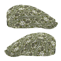 Hibiscus Bloom Island Tribal Waves Jeff Hat Olive Green Polynesian Pattern LT01 - Polynesian Pride