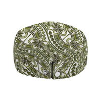 Hibiscus Bloom Island Tribal Waves Jeff Hat Olive Green Polynesian Pattern LT01 - Polynesian Pride