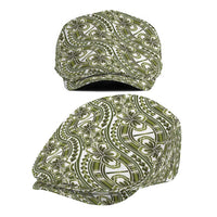 Hibiscus Bloom Island Tribal Waves Jeff Hat Olive Green Polynesian Pattern LT01 - Polynesian Pride