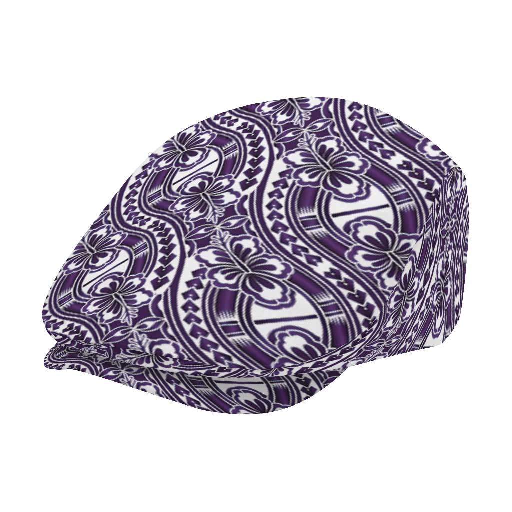 Hibiscus Bloom Island Tribal Waves Jeff Hat Purple Polynesian Pattern LT01 - Polynesian Pride