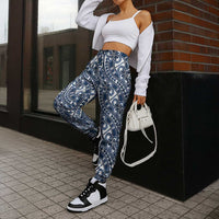 Hibiscus Bloom Island Tribal Waves Jogger Pants Blue Polynesian Pattern LT01 - Polynesian Pride