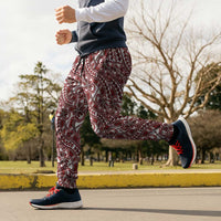 Hibiscus Bloom Island Tribal Waves Jogger Pants Red Polynesian Pattern LT01 - Polynesian Pride
