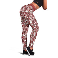 Hibiscus Bloom Island Tribal Waves Leggings Red Polynesian Pattern LT01 - Polynesian Pride
