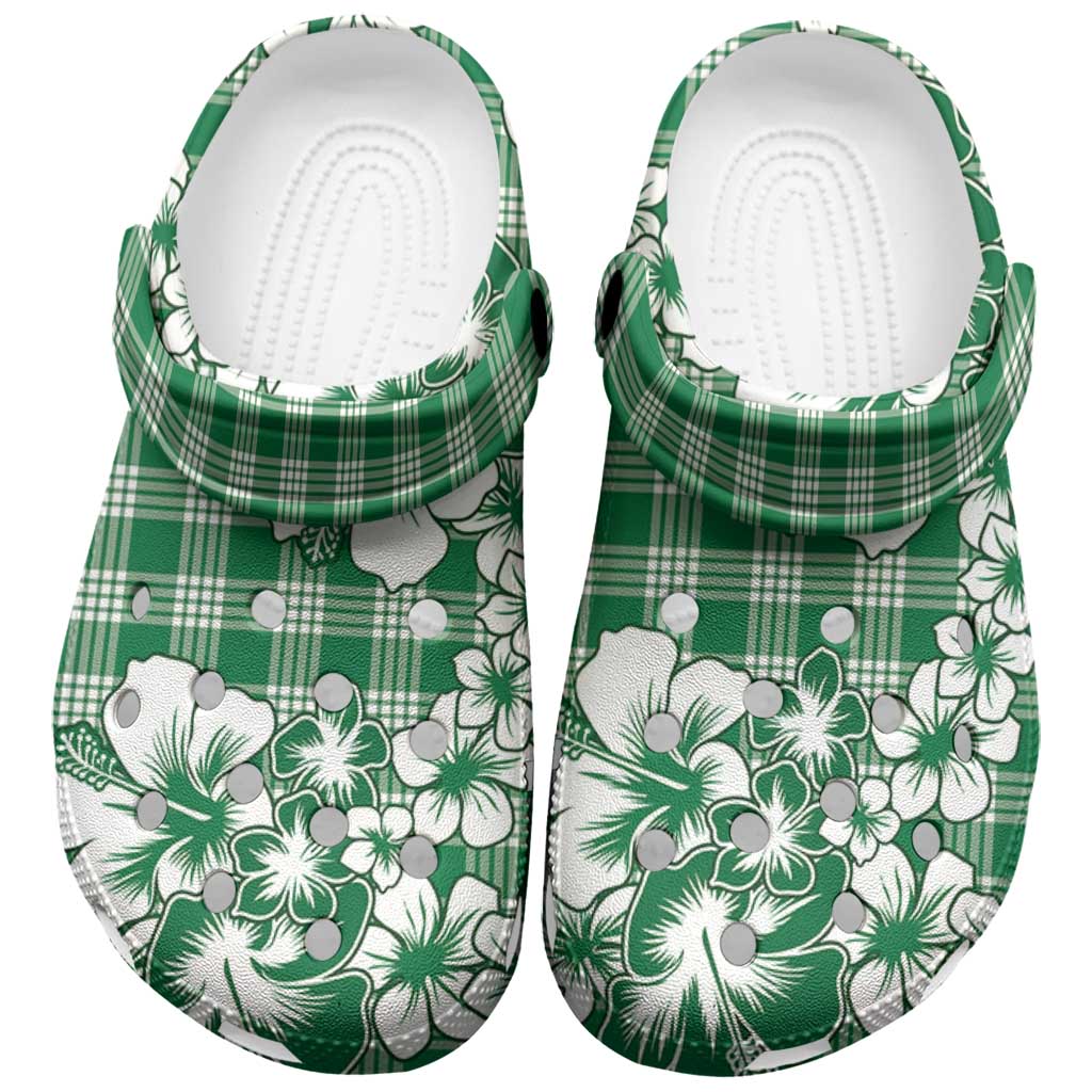 Hibiscus Pakala Emerald Green Clogs Shoes Tropical Floral Stylized - Polynesian Pride