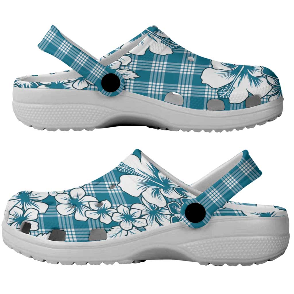 Hibiscus Pakala Ocean Depths Blue Clogs Shoes Tropical Floral Stylized - Polynesian Pride