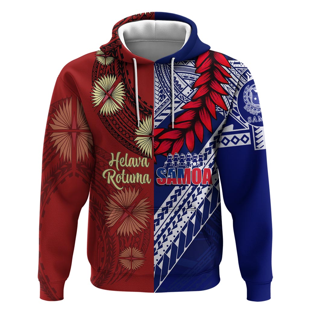 CUSTOMER REQUEST - Rotuma & Samoa - 250926 Hoodie LT7 Pullover Hoodie Blue Red - Polynesian Pride