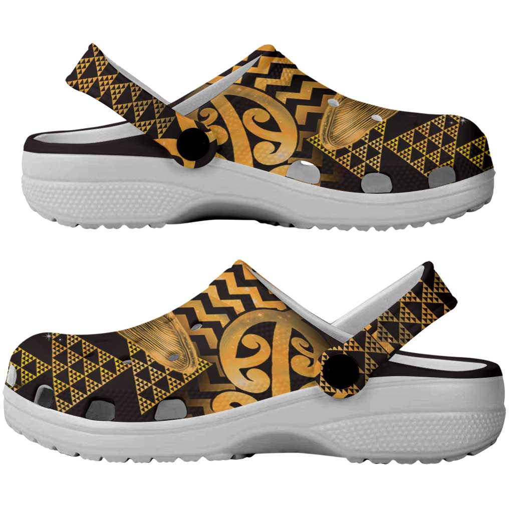 Humpback Whale Matariki New Zealand Clogs Shoes NZ Maori Paikea Poutama Luxury Gold