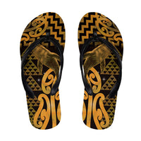 Humpback Whale Matariki New Zealand Flip Flops NZ Maori Paikea Poutama Luxury Gold