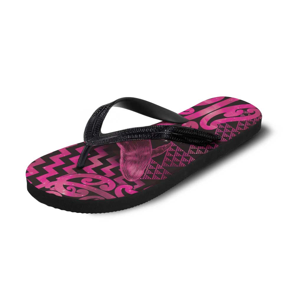 Humpback Whale Matariki New Zealand Flip Flops NZ Maori Paikea Poutama Luxury Pink LT14 - Polynesian Pride