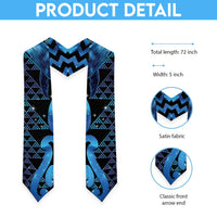 Humpback Whale Matariki New Zealand Graduation Stole NZ Maori Paikea Poutama Luxury Blue LT14 - Polynesian Pride