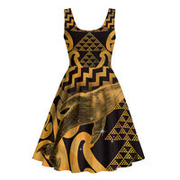 Humpback Whale Matariki New Zealand Midi Dress NZ Maori Paikea Poutama Luxury Gold LT14 - Polynesian Pride