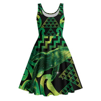 Humpback Whale Matariki New Zealand Midi Dress NZ Maori Paikea Poutama Luxury Green LT14 Green - Polynesian Pride