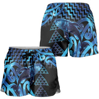 Humpback Whale Matariki New Zealand Shorts for Women NZ Maori Paikea Poutama Luxury Blue LT14 - Polynesian Pride