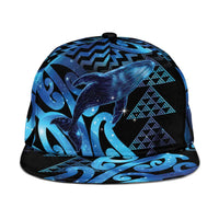 Humpback Whale Matariki New Zealand Snapback Cap NZ Maori Paikea Poutama Luxury Blue LT14 One Size Blue - Polynesian Pride