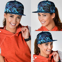 Humpback Whale Matariki New Zealand Snapback Cap NZ Maori Paikea Poutama Luxury Blue LT14 - Polynesian Pride