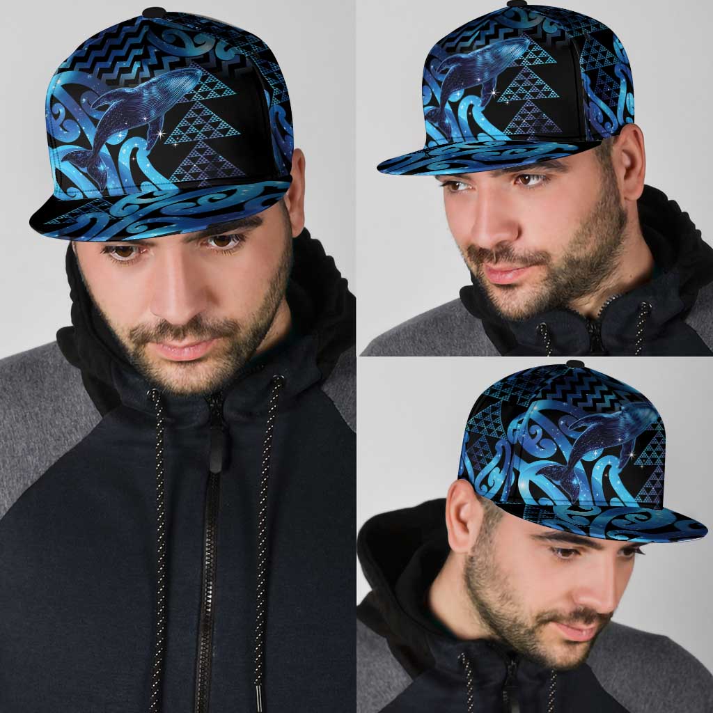 Humpback Whale Matariki New Zealand Snapback Cap NZ Maori Paikea Poutama Luxury Blue LT14 - Polynesian Pride