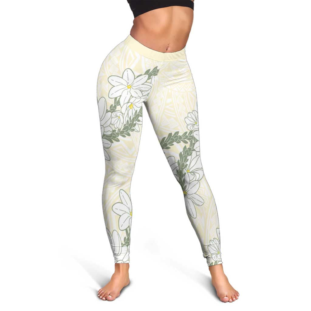 Ia Orana Tahiti Tiare Leggings Lemon Yellow Lei - Polynesian Pride