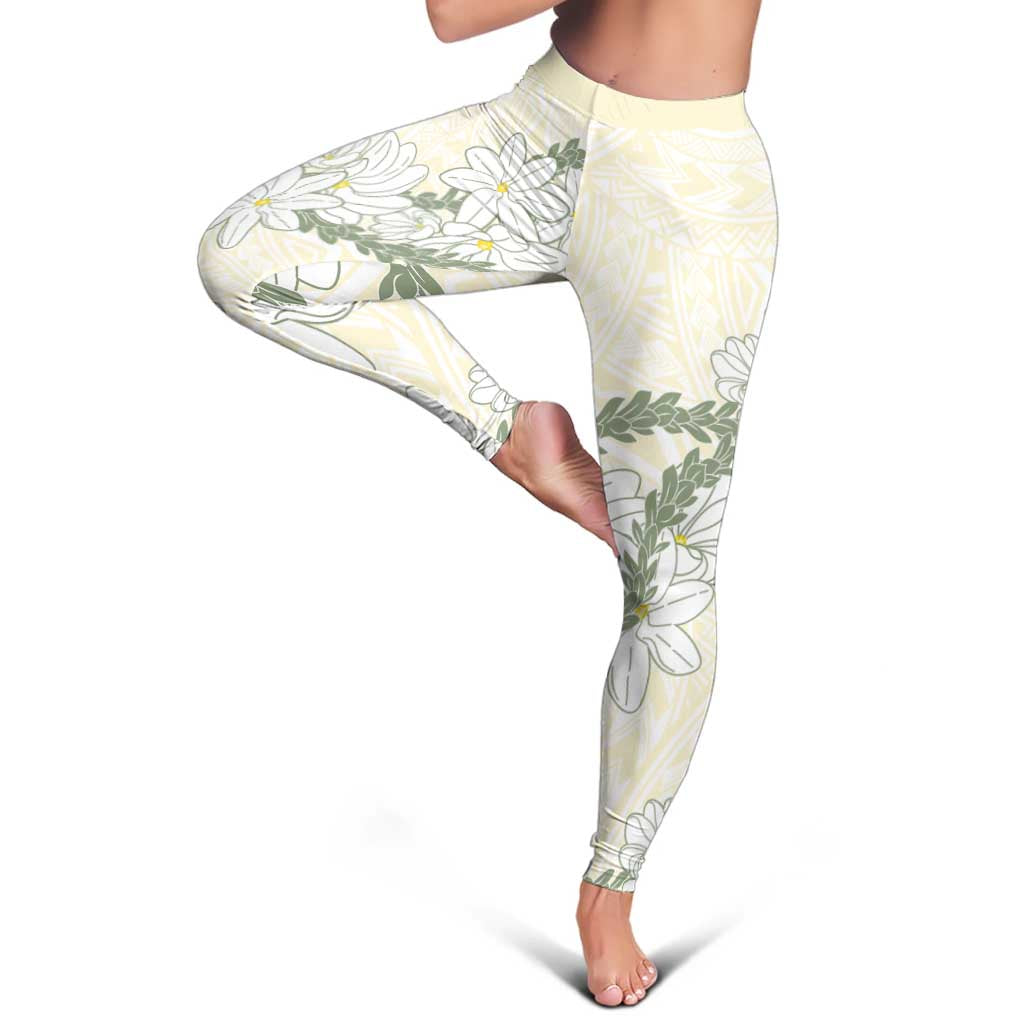 Ia Orana Tahiti Tiare Leggings Lemon Yellow Lei - Polynesian Pride