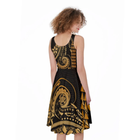 Kakau Hawaiian Polynesian Midi Dress Gold LT9 - Polynesian Pride