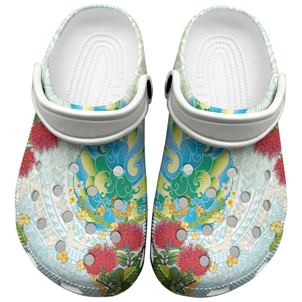 Japanese and Hawaiian Culture Fusion Clogs Shoes Irezumi with Turtles and Lei Kakau Pattern Fresh Vibe LT03 Multicolor - Polynesian Pride