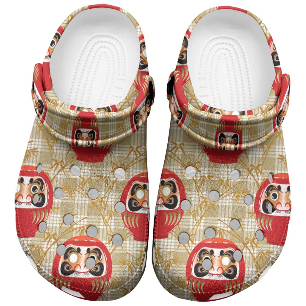 Japanese Daruma Doll Clogs Shoes Palaka With Seamless Bamboo Pattern LT14 Beige - Polynesian Pride